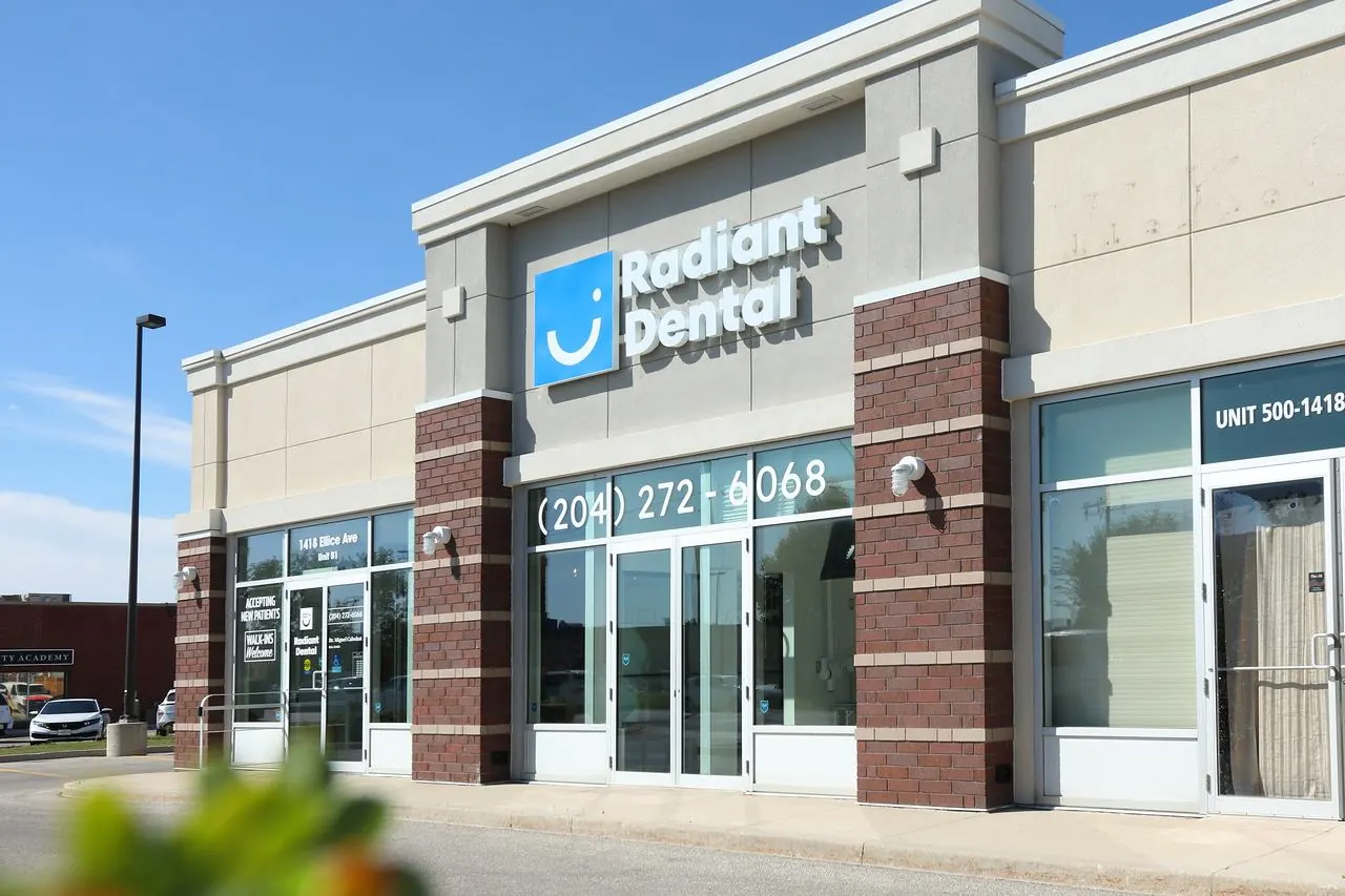 Radiant Dental storefront on Ellice Avenue in Winnipeg